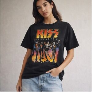 KISS Destroyer Y2K Band T-Shirt Black Graphic Rock Tee Size L